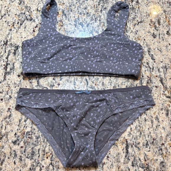 Pact Other - Pact Gray and Lavender Bra and Underwear Set